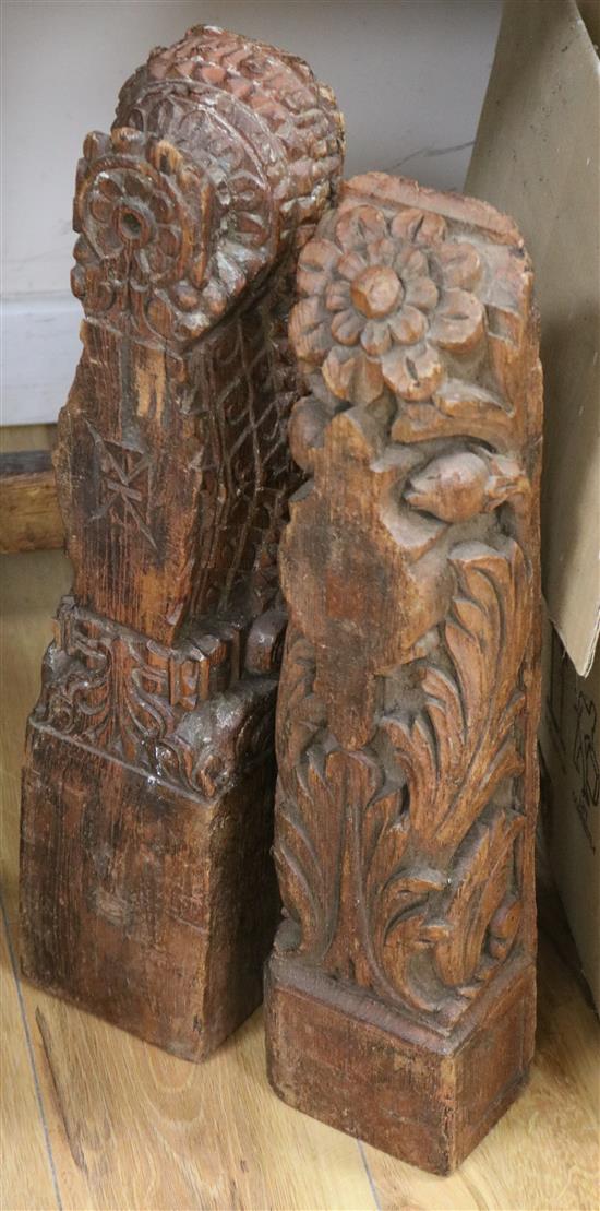 Two Asian temple carvings